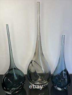 3 pc Set ANTONIO DA ROS Sommerso Glass Vases c. 1960 Murano for Cenedese Italy