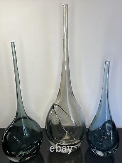 3 pc Set ANTONIO DA ROS Sommerso Glass Vases c. 1960 Murano for Cenedese Italy