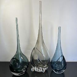 3 pc Set ANTONIO DA ROS Sommerso Glass Vases c. 1960 Murano for Cenedese Italy