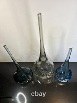 3 pc Set ANTONIO DA ROS Sommerso Glass Vases c. 1960 Murano for Cenedese Italy