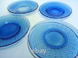 4 Cobalt Blue Hand Blown Murano Italy Art Glass Control Bubble Plates 8