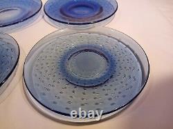 4 Cobalt Blue Hand Blown Murano Italy Art Glass Control Bubble Plates 8