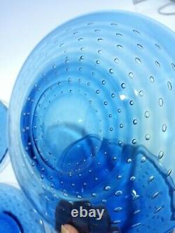 4 Cobalt Blue Hand Blown Murano Italy Art Glass Control Bubble Plates 8