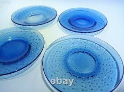 4 Cobalt Blue Hand Blown Murano Italy Art Glass Control Bubble Plates 8