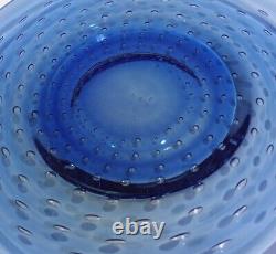 4 Cobalt Blue Hand Blown Murano Italy Art Glass Control Bubble Plates 8