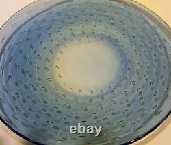 4 Cobalt Blue Hand Blown Murano Italy Art Glass Control Bubble Plates 8