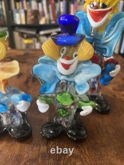 4 Lot Hand Blown Murano Glass Clowns