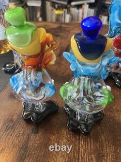 4 Lot Hand Blown Murano Glass Clowns