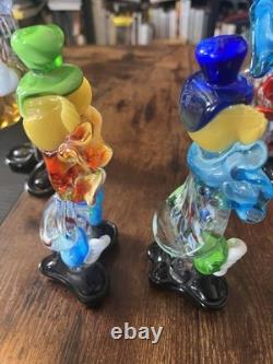 4 Lot Hand Blown Murano Glass Clowns