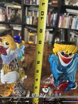 4 Lot Hand Blown Murano Glass Clowns