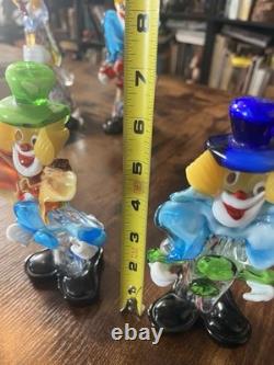 4 Lot Hand Blown Murano Glass Clowns