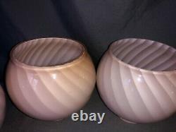 4 MCM Murano Blush Pink Swirl Mushroom Glass Lamp Light Shade Globe Venini Vetri