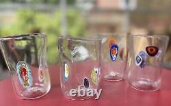 4 Murano Millefiori Murrinas Vitrum Drinking Art Glasses Hand Blown New Italy 4