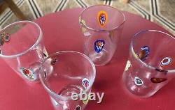 4 Murano Millefiori Murrinas Vitrum Drinking Art Glasses Hand Blown New Italy 4