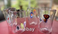 4 Murano Millefiori Murrinas Vitrum Drinking Art Glasses Hand Blown New Italy 4