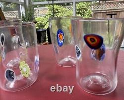 4 Murano Millefiori Murrinas Vitrum Drinking Art Glasses Hand Blown New Italy 4