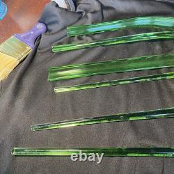 4 Murano Style Hand Blown Glass Long Stem Flowers With 2 Long Leafs GORGEOUS