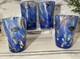 4 Murano Vetro Eseguito Blue Swirl Hand Blown Drinking Glasses 13oz Italy New