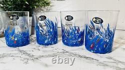 4 Murano White Crystal Rocks Glasses 14oz Hand Blown Read