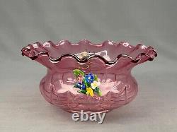 4 Pc Venetian Blown Glass Pink Console Set Bowl + 3 Candlesticks Circa 1900