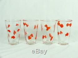 4 Rare Crate & Barrel Goldfish Murano Style Hand Blown 16 oz Tumblers Glasses 6