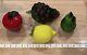 4 Vintage Hand Blown Art Glass Fruit Pieces Grapes, Tomato, Pear, Lemon Murano