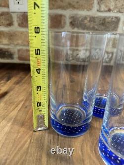 (4) Vintage Murano Cobalt Blue Hand Blown Tumbler Highball Glasses