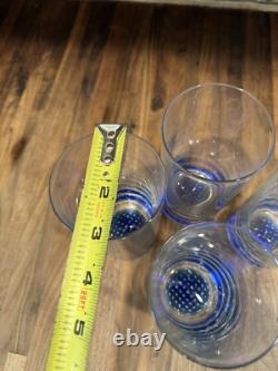 (4) Vintage Murano Cobalt Blue Hand Blown Tumbler Highball Glasses