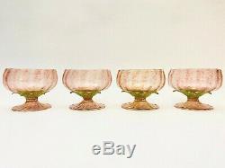 4 Vintage Murano Italian Salviati Blown Glass Pink & Gold Champagne / Liqueur