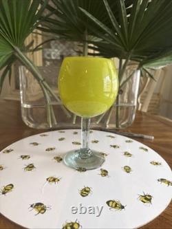 5 Hand Blown Murano-style Lime Art Glass Goblets 8.5 H and 5 W