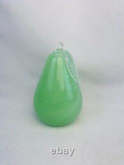 5 Murano Jade Green Alabastro Glass Hand Blown Pear Paperweight