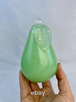 5 Murano Jade Green Alabastro Glass Hand Blown Pear Paperweight
