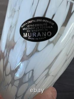 5 Murano White Confetti Drinking Hand Blown Tumbler Glasses ITALY