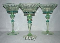 5 Venetian Murano Art Glass, Champagne/Cocktail Goblets, Salviati