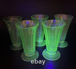 5 Venetian Murano Hand Blown Goblet Iced Tea Glasses Green Blue Rigaree Salviati