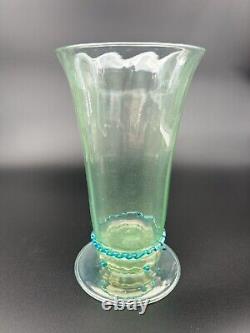 5 Venetian Murano Hand Blown Goblet Iced Tea Glasses Green Blue Rigaree Salviati