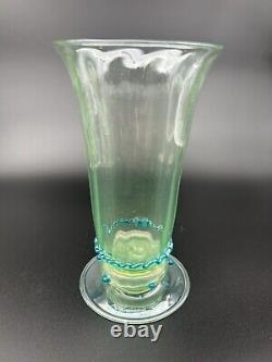 5 Venetian Murano Hand Blown Goblet Iced Tea Glasses Green Blue Rigaree Salviati