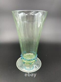 5 Venetian Murano Hand Blown Goblet Iced Tea Glasses Green Blue Rigaree Salviati