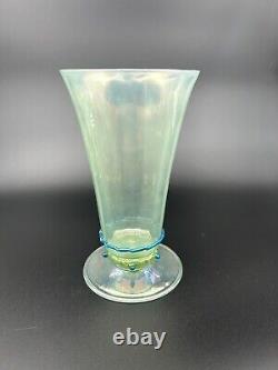 5 Venetian Murano Hand Blown Goblet Iced Tea Glasses Green Blue Rigaree Salviati