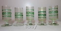 5 vintage hand blown Balboa Italian Venetian Murano gold art glass chalices cup