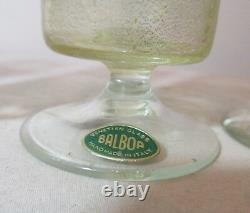 5 vintage hand blown Balboa Italian Venetian Murano gold art glass chalices cup