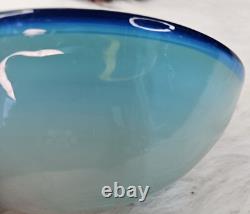 50s Glass Murano Hand Blown Blue Oval Design Glass Ashtray