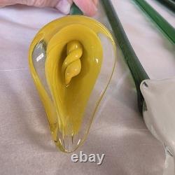 6 Hand Blown Glass Murano Style Flowers 12 Long Art Glass Centerpiece