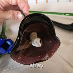 6 Hand Blown Glass Murano Style Flowers 12 Long Art Glass Centerpiece