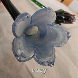 6 Hand Blown Glass Murano Style Flowers 12 Long Art Glass Centerpiece