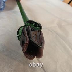 6 Hand Blown Glass Murano Style Flowers 12 Long Art Glass Centerpiece