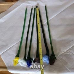 6 Hand Blown Glass Murano Style Flowers 12 Long Art Glass Centerpiece