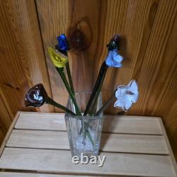 6 Hand Blown Glass Murano Style Flowers 12 Long Art Glass Centerpiece