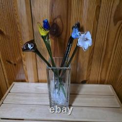6 Hand Blown Glass Murano Style Flowers 12 Long Art Glass Centerpiece