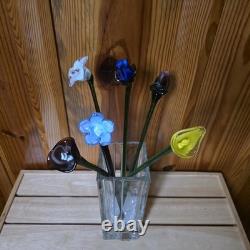 6 Hand Blown Glass Murano Style Flowers 12 Long Art Glass Centerpiece